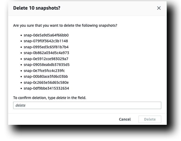 AWS EC2 Snapshots Delete