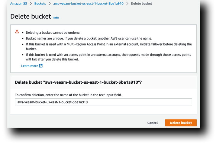 Veeam Delete CF S3 Bucket