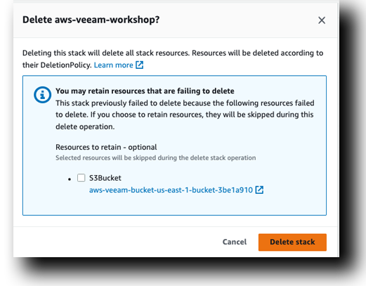 Veeam Empty CF S3 Bucket