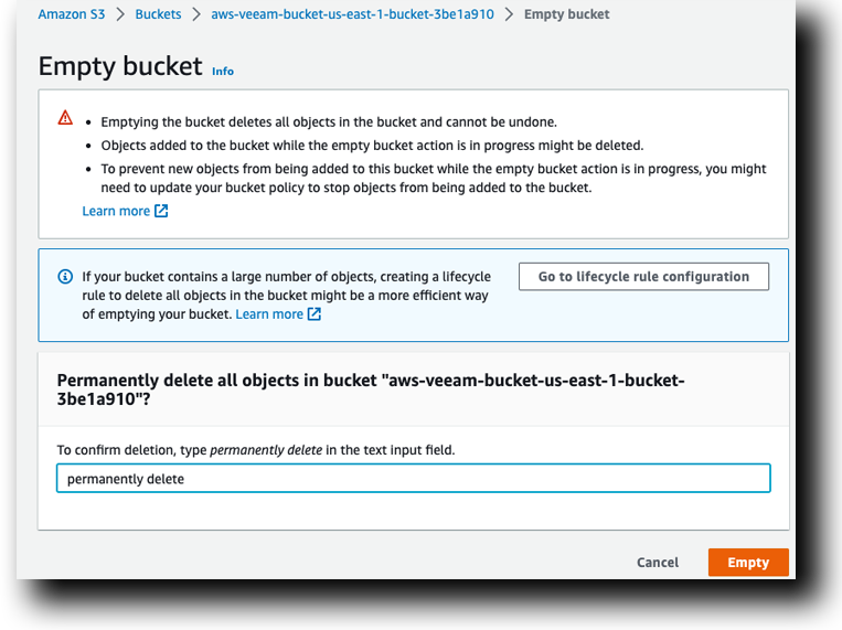 Veeam Empty S3 Bucket