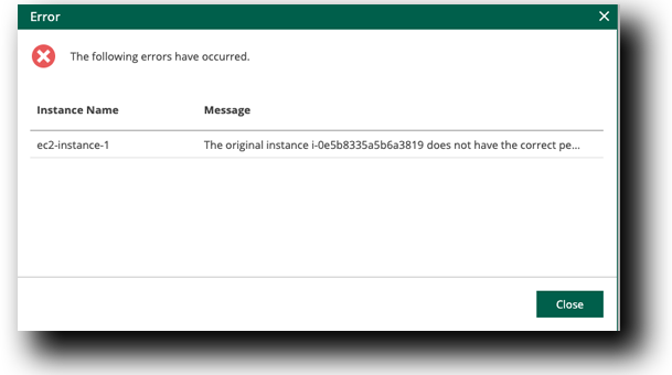 Veeam Instance Permission Issues