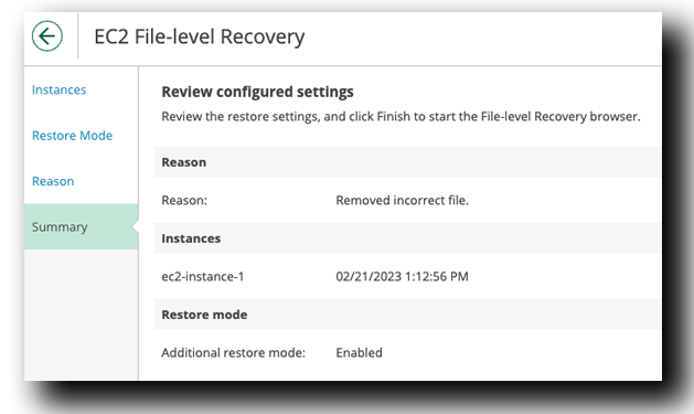 Veeam Restore File Restore Summary