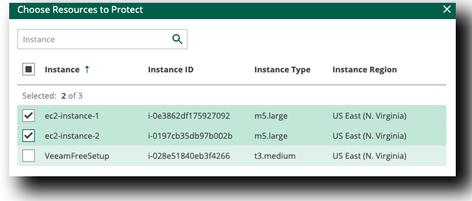 Veeam EC2 Backup List