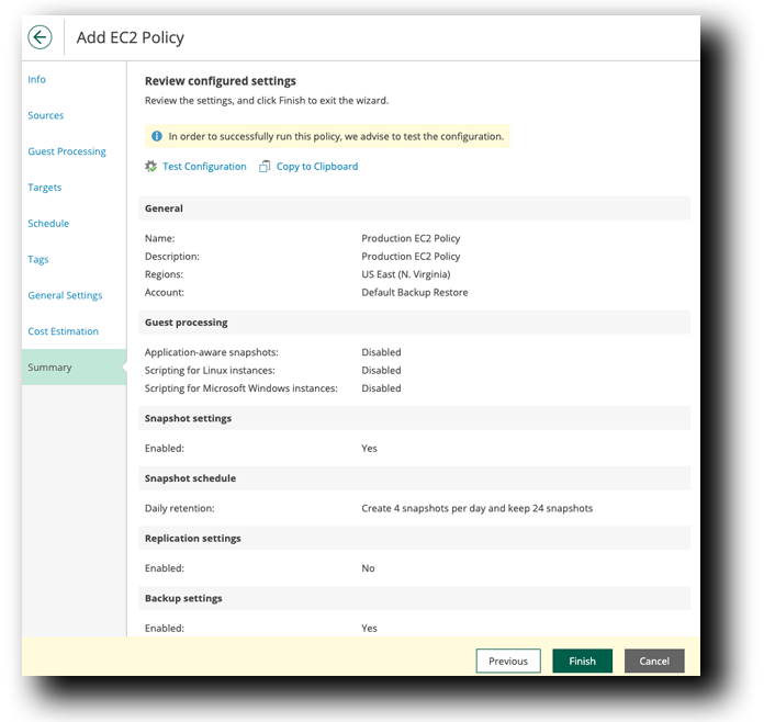 Veeam EC2 Backup Summary