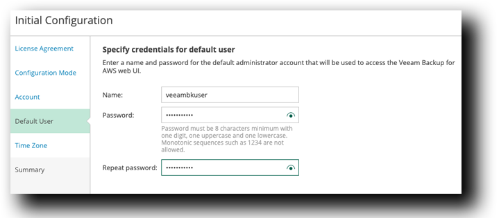 Veeam Initial Configuration Default Users