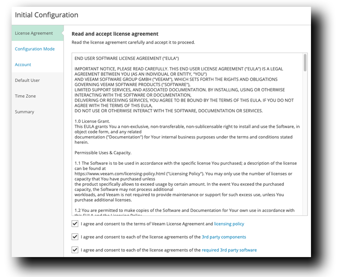 Veeam Initial Configuration