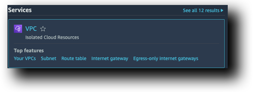 AWS Console Search VPC